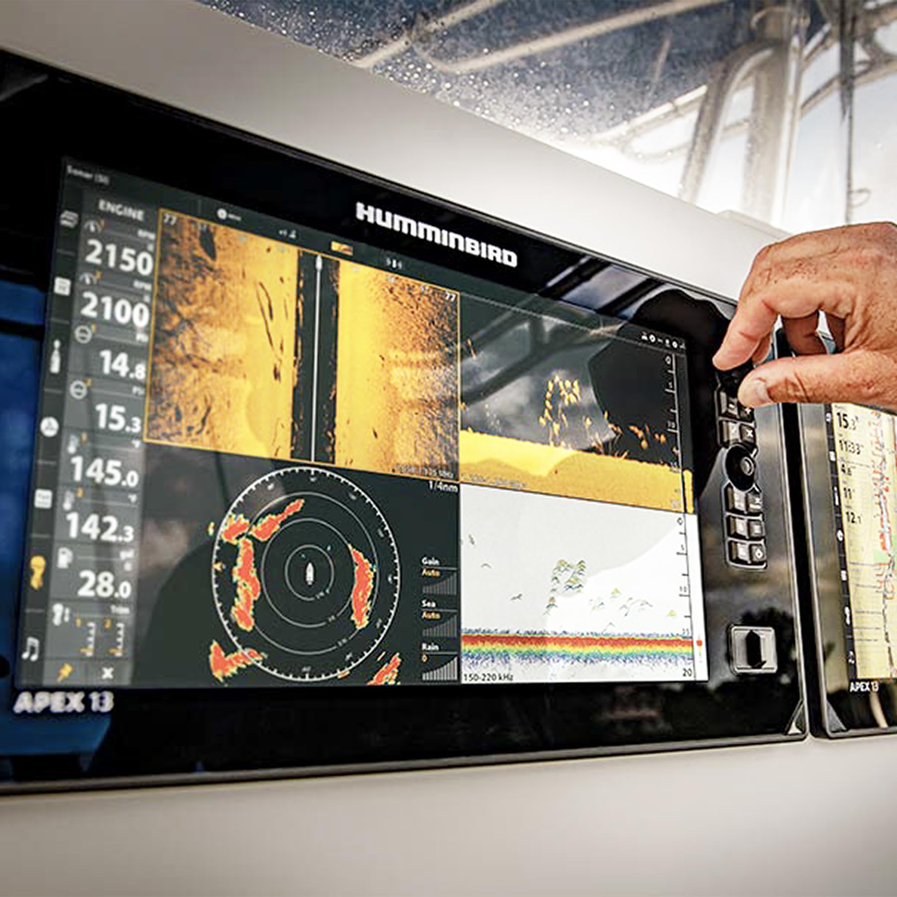 Humminbird APEX 16 GPS Fish Finder with Transducer, MEGA Side Imaging+ & HD Touchscreen - Image 8