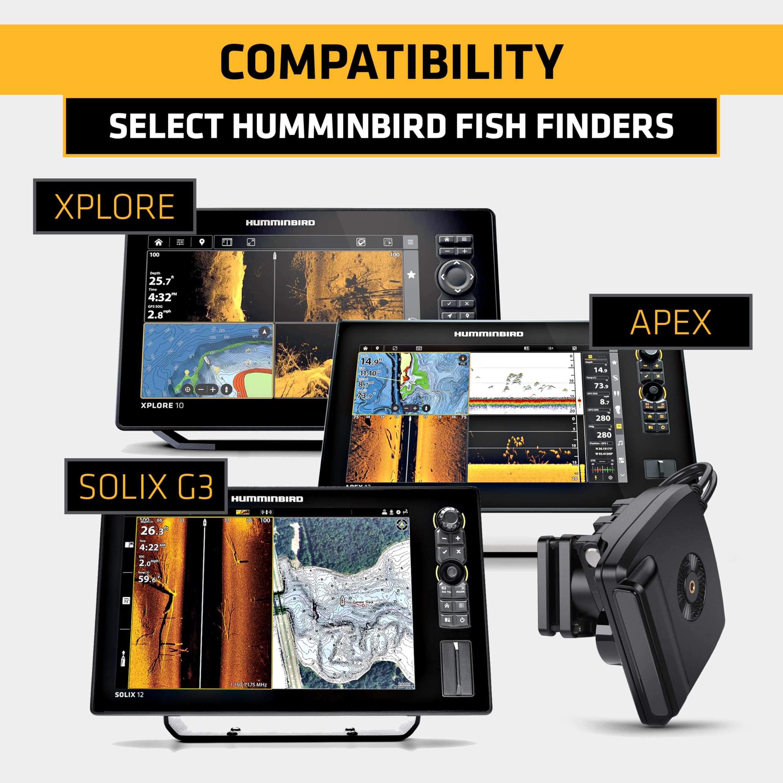 Humminbird MEGA Live 2 Forward-Facing Sonar Transducer for XPLORE, APEX, and SOLIX G3 Fish Finders - Image 5